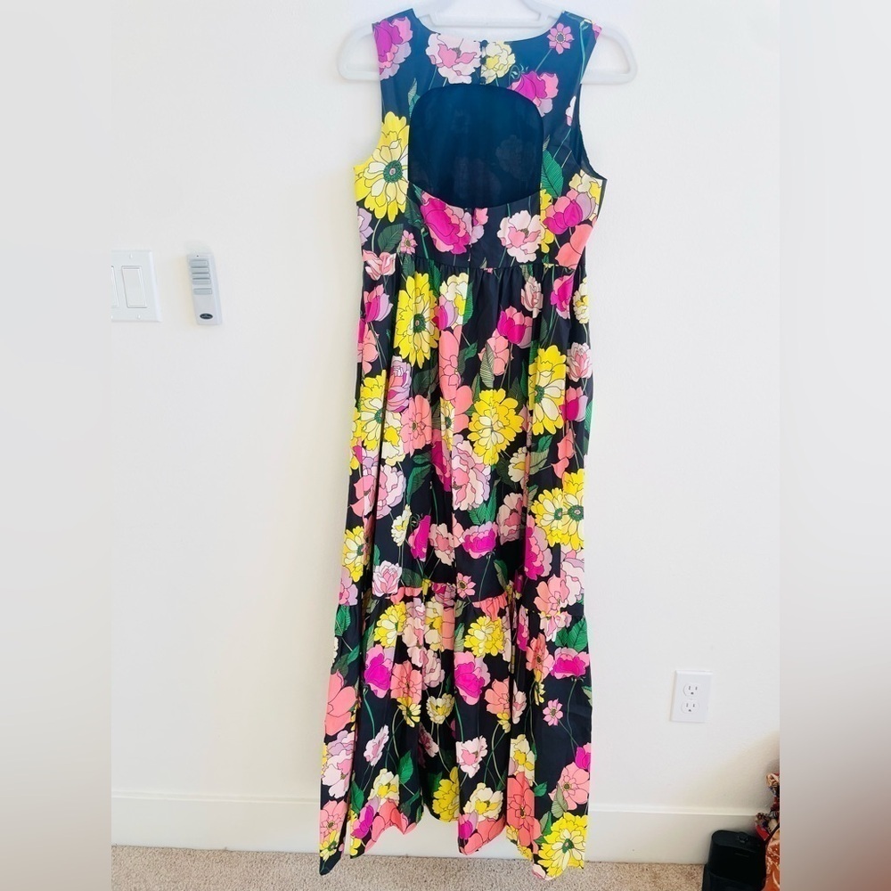 Johnny Was Black floral pink yellow Cassai Open back sleeveless maxi dress S NWT - Picture 11 of 14